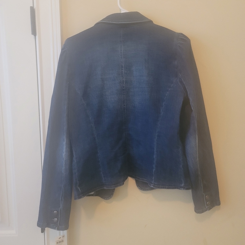 NWT INC Dark Denim Puffy Sleeve Jacket Coat Blazer - Picture 6 of 11